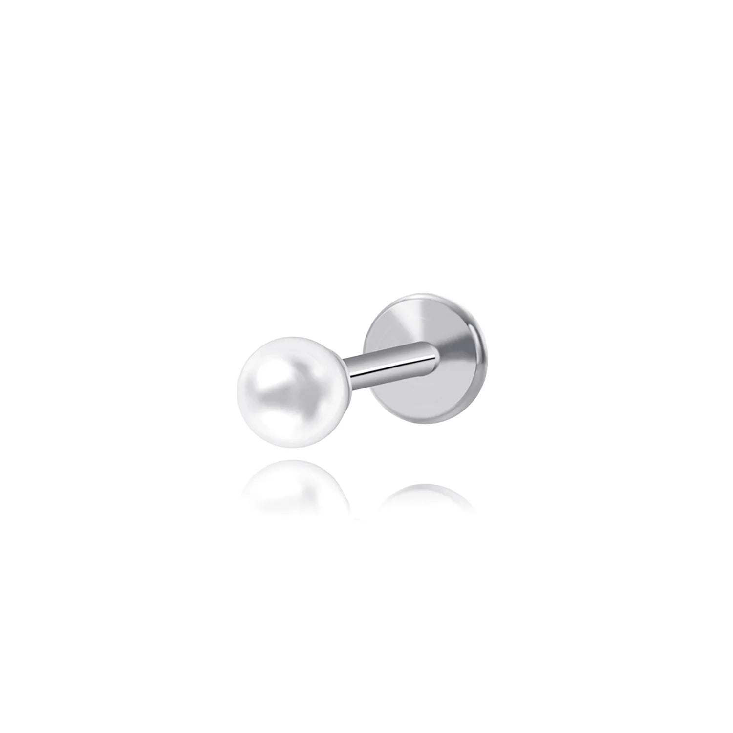 Titanium Baby Pearl Threaded Flat Back Stud