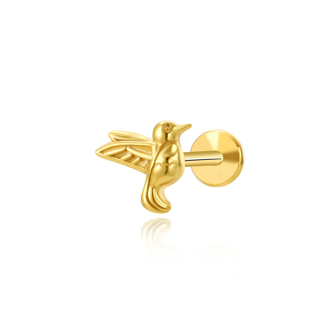 Titanium Mini Spring Bird Flat Back Stud