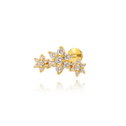Trio Blooming Flower Flat Back Stud