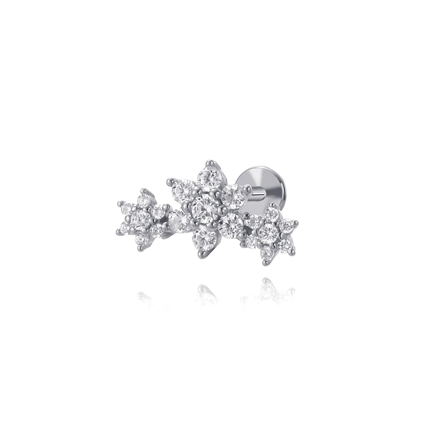 Trio Blooming Flower Flat Back Stud