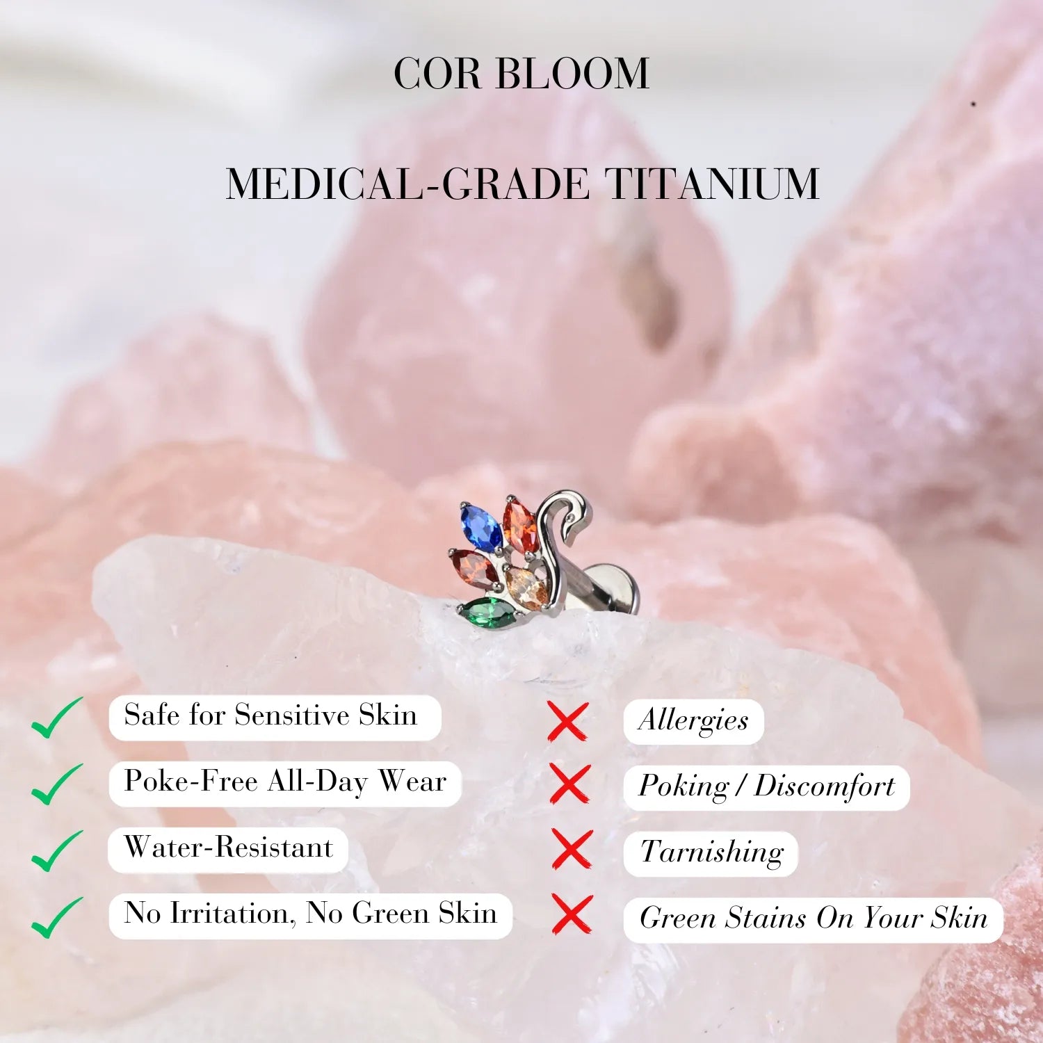 Titanium Euphoria Swan Flat Back Stud