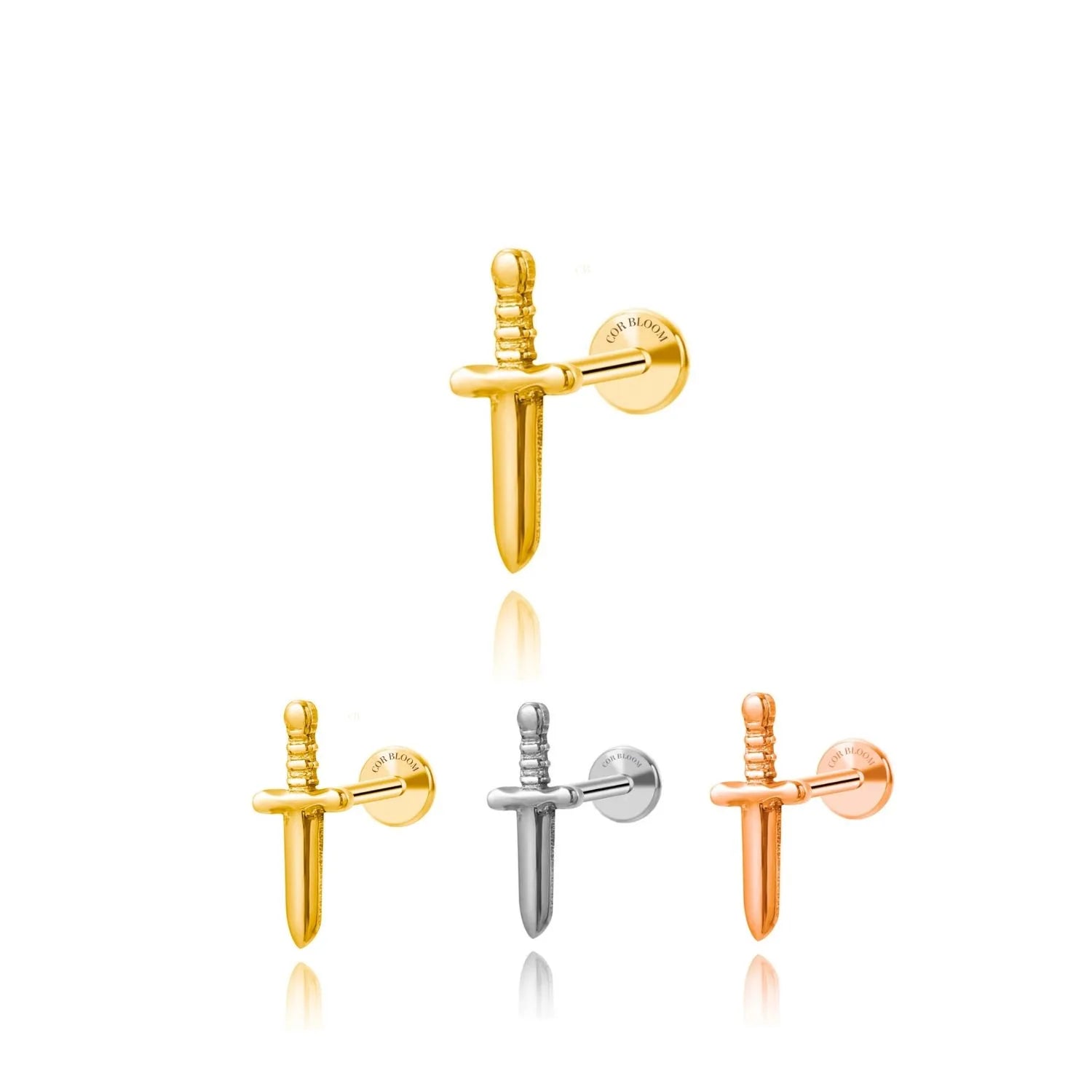 Titanium Calista Solid Sword Flat Back Stud