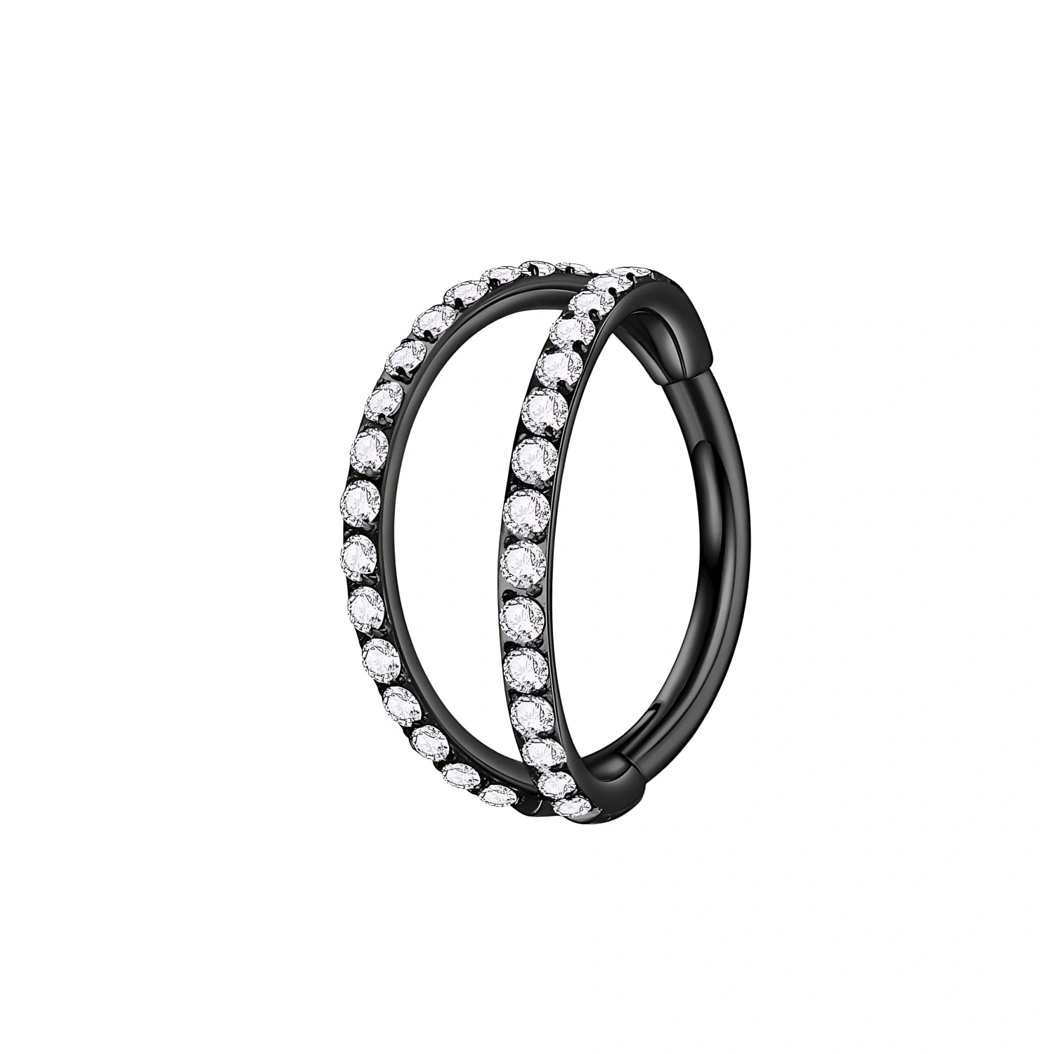 Titanium Duo Diamond Pave Clicker | Conch Hoop