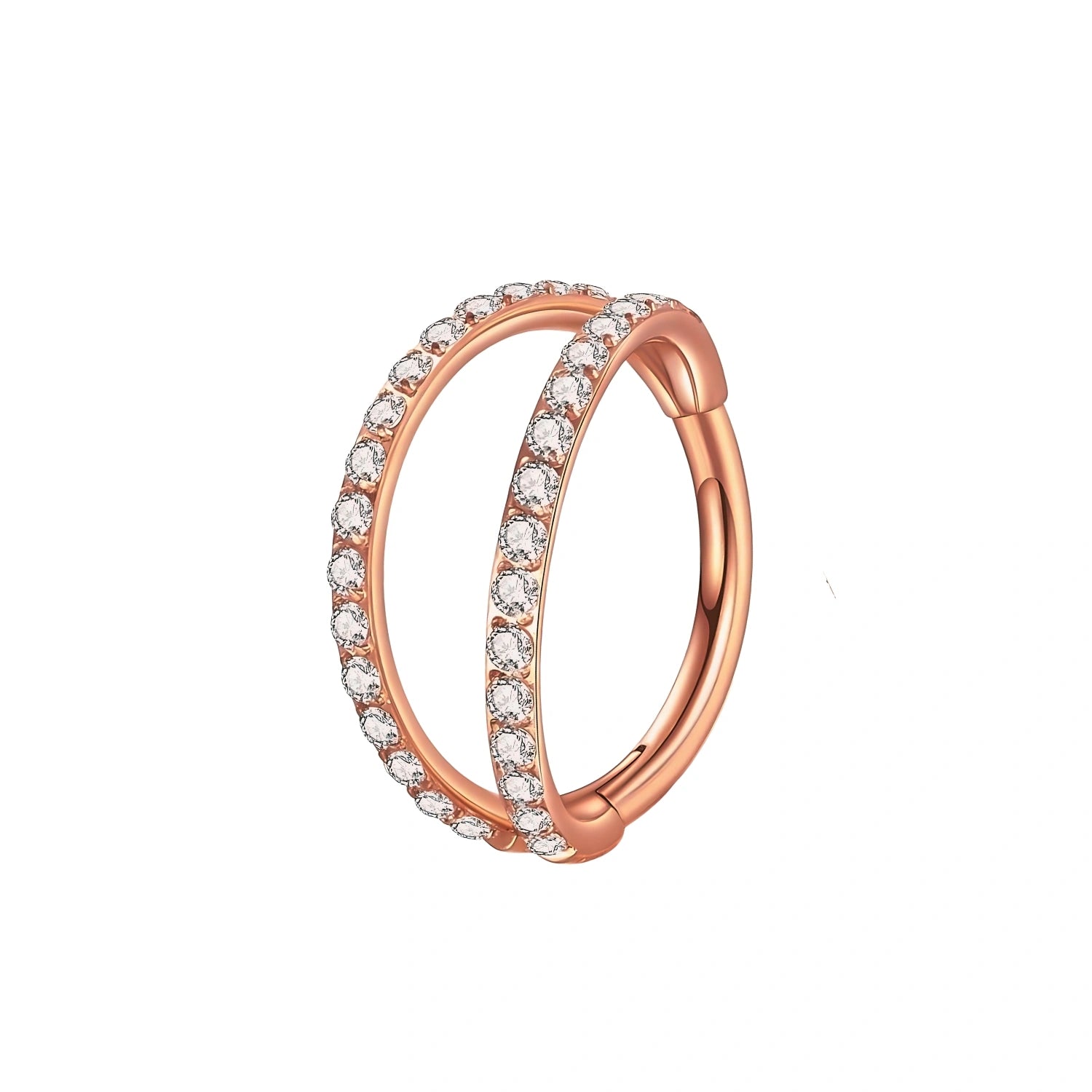 Titanium Duo Diamond Pave Clicker | Conch Hoop