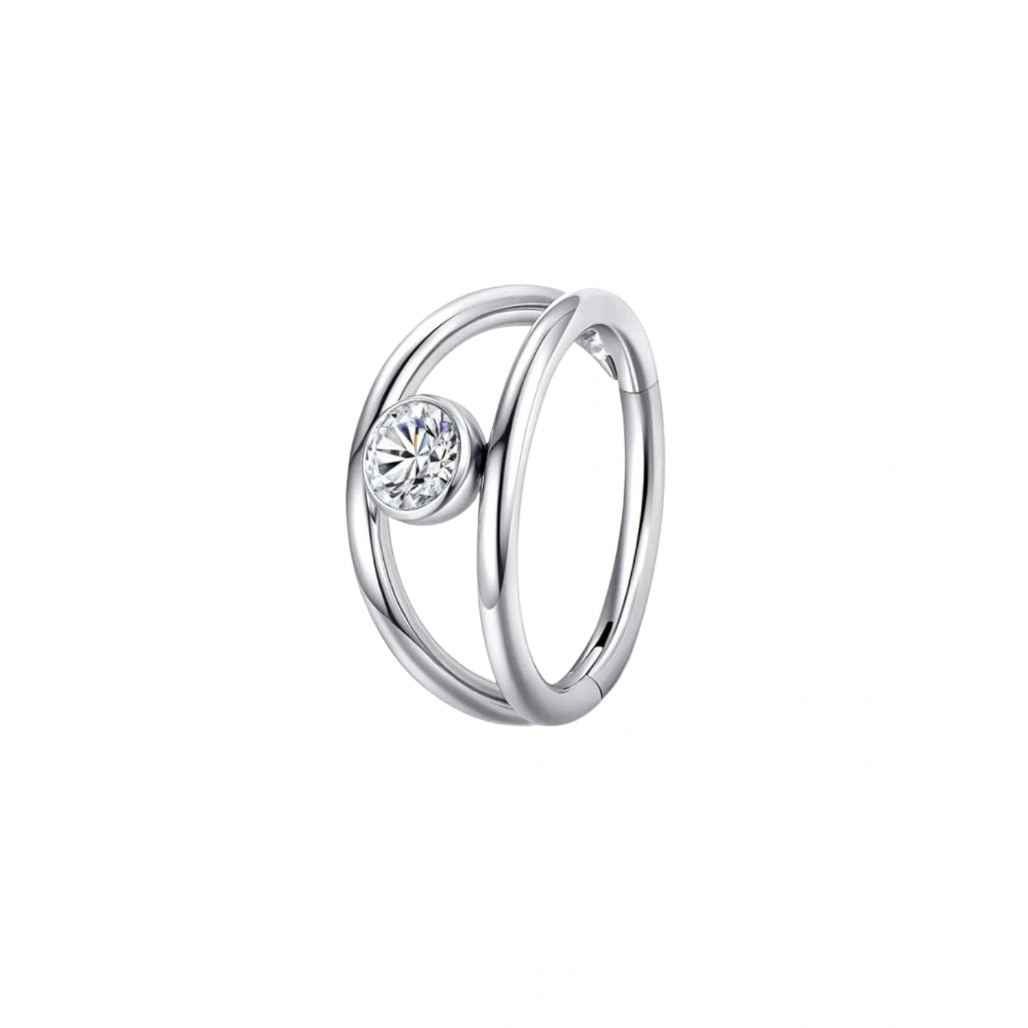 Titanium Annaisa Double Band Diamond Clicker · Helix Hoop