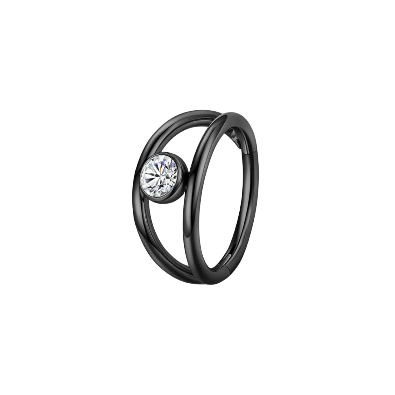 Titanium Annaisa Double Band Diamond Clicker · Helix Hoop