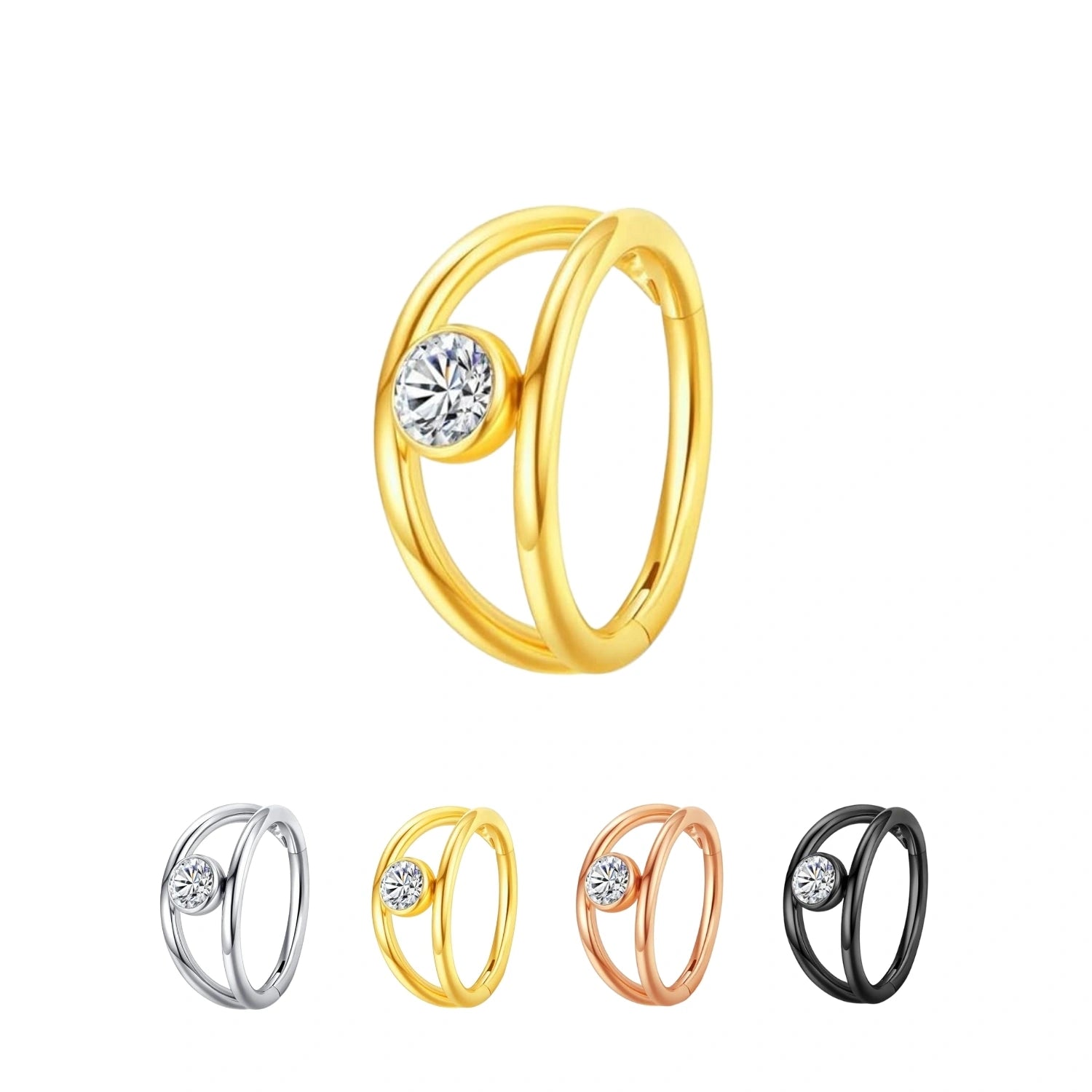 Titanium Annaisa Double Band Diamond Clicker · Helix Hoop