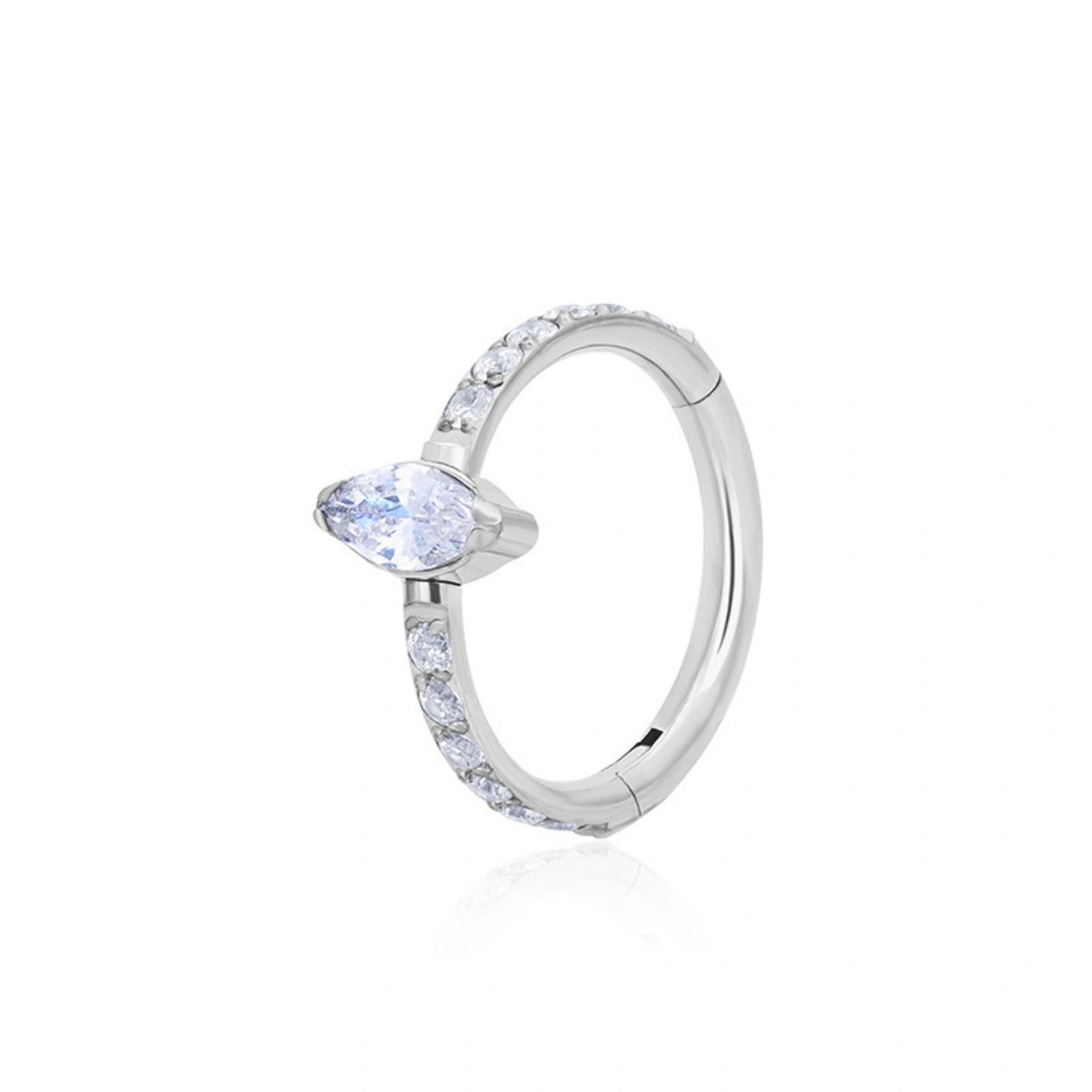 Titanium Marquise Diamond Clicker | Helix Ring | Conch Hoop