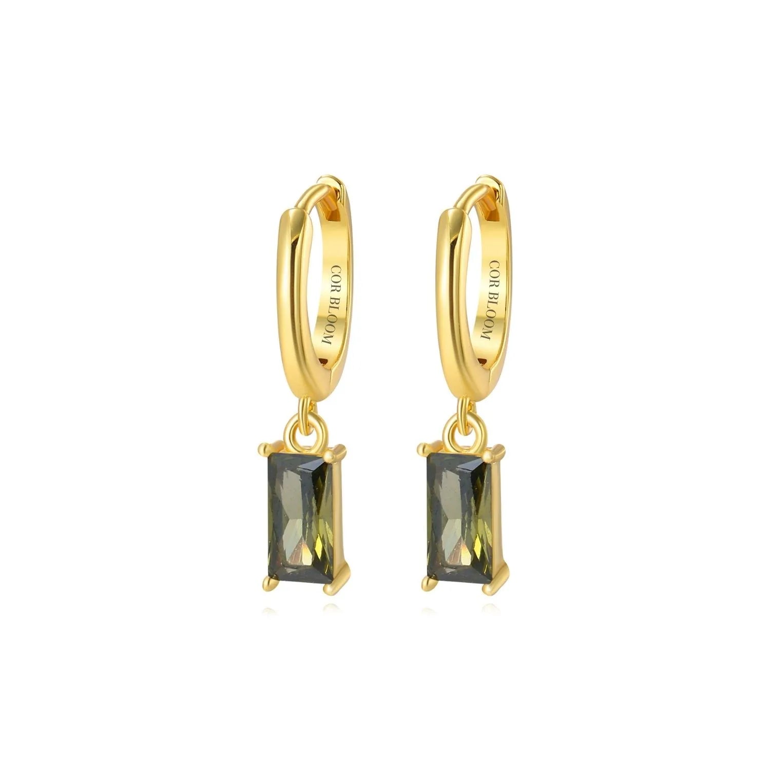 Amelia Peridot Baguette Hoop Earrings