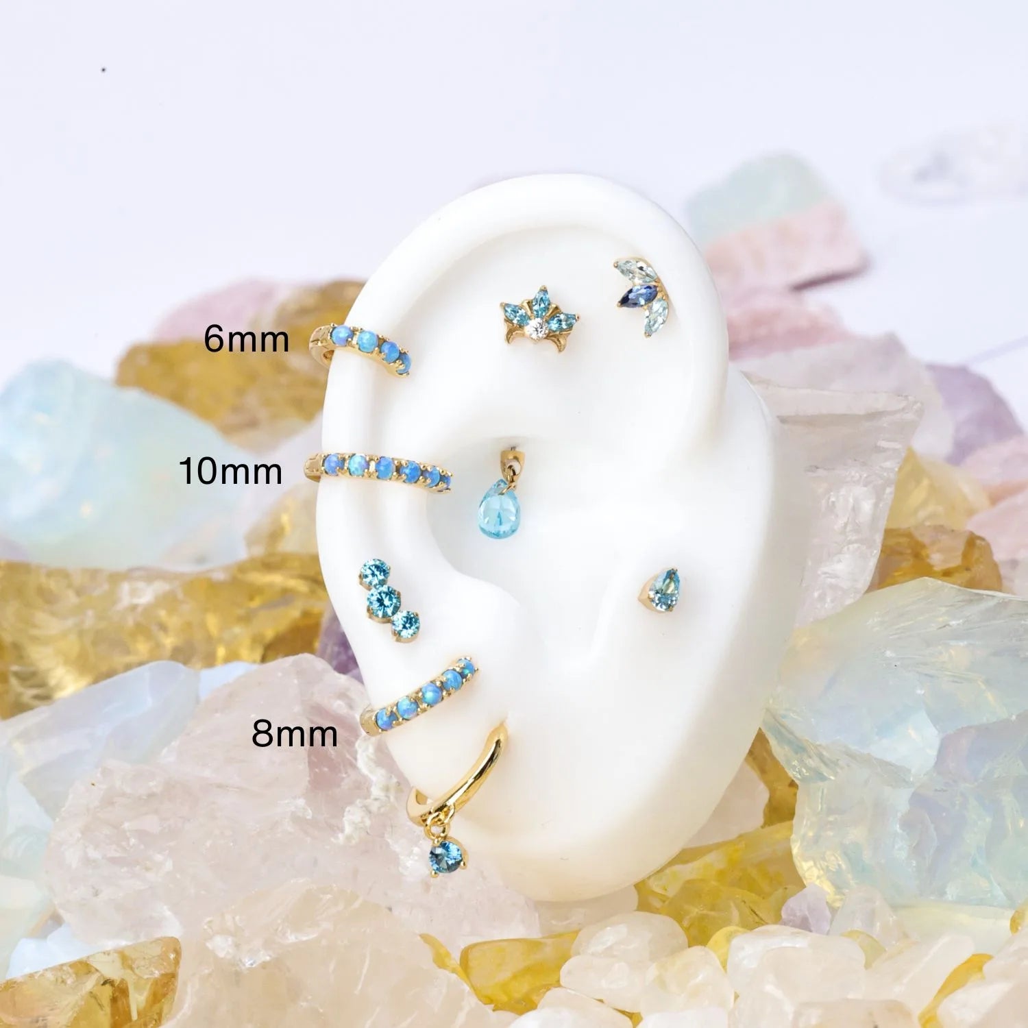 Yianna Ocean Blue Opal Hoop Earrings