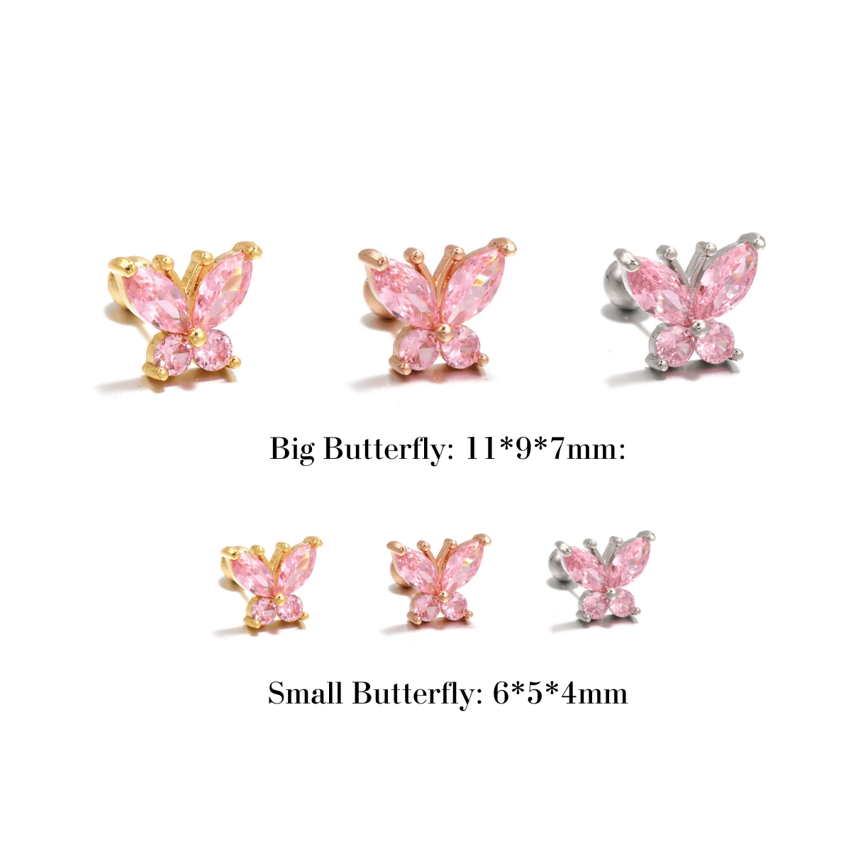 Rosa Butterfly Barbell Piercing (20G)