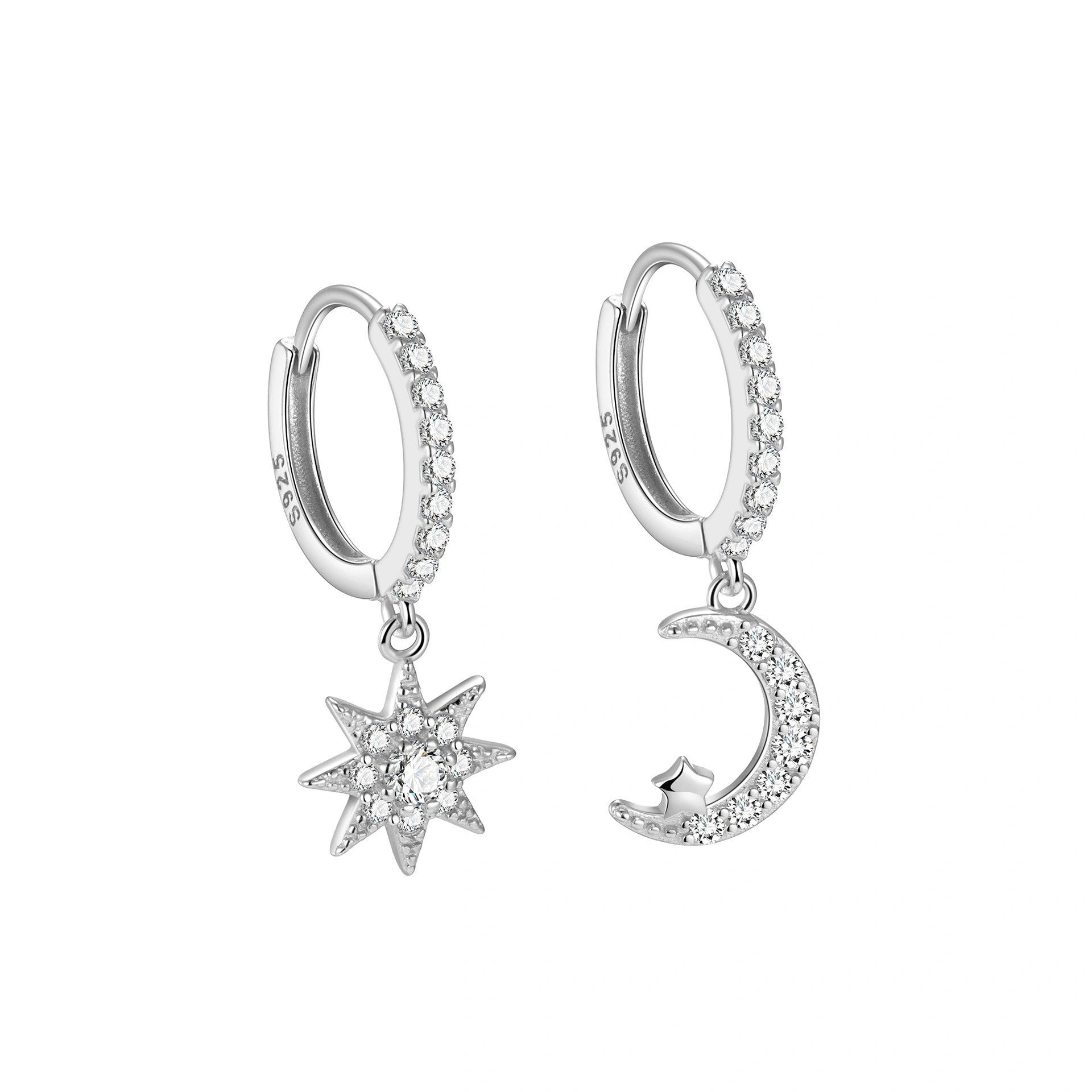 Moon & Star Hoop Earrings