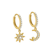 Moon & Star Hoop Earrings