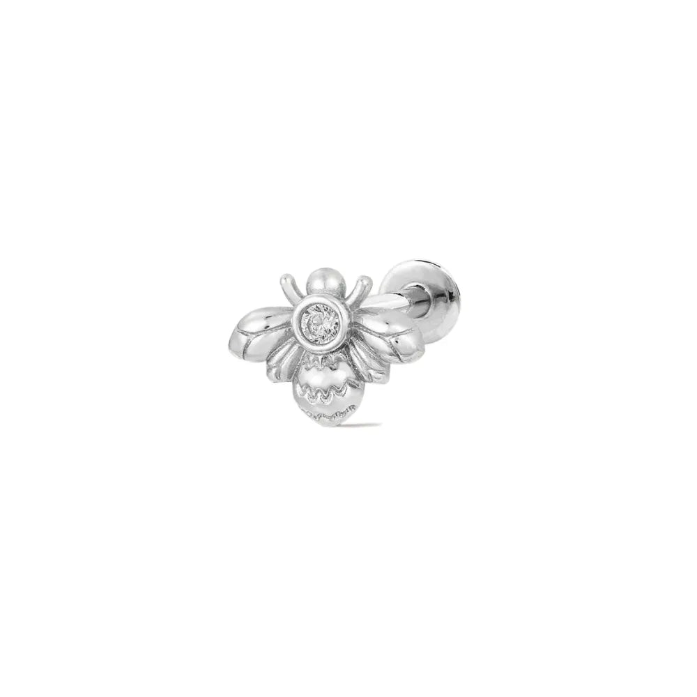 Petit CZ Bee Flat Back Stud Earring