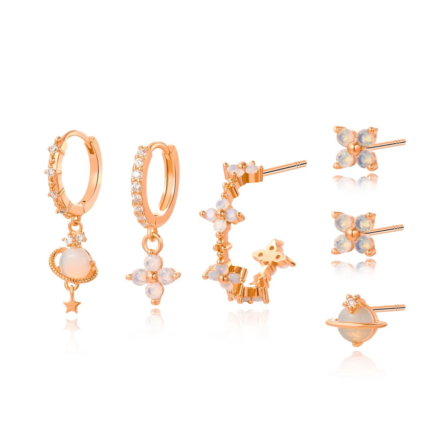 Moonstone Flower Earring Set
