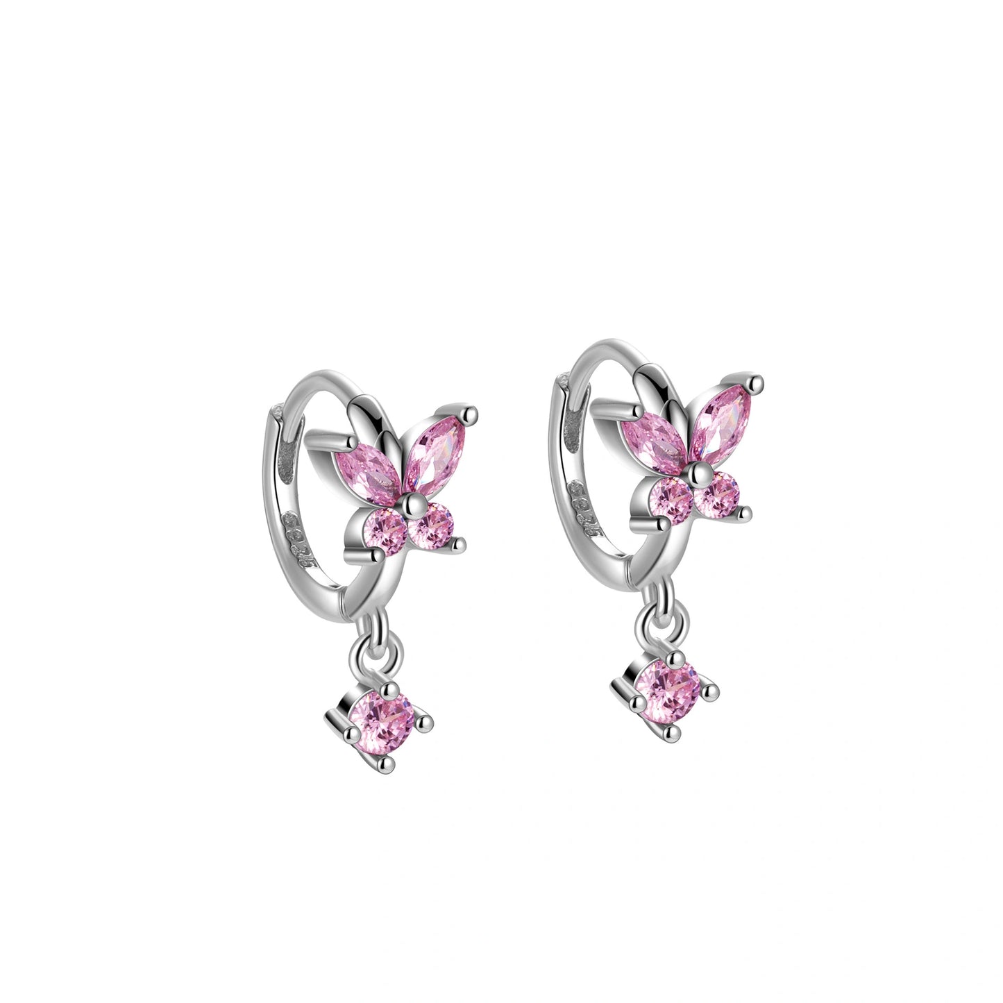 Nefeli Pink Tourmaline Butterfly Huggie Earrings