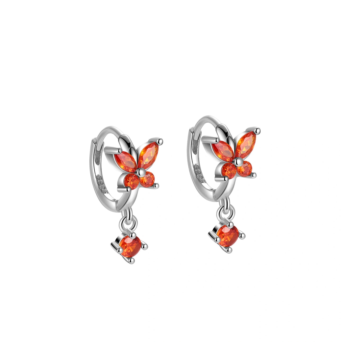 Nefeli Red Garnet Butterfly Huggie Earrings