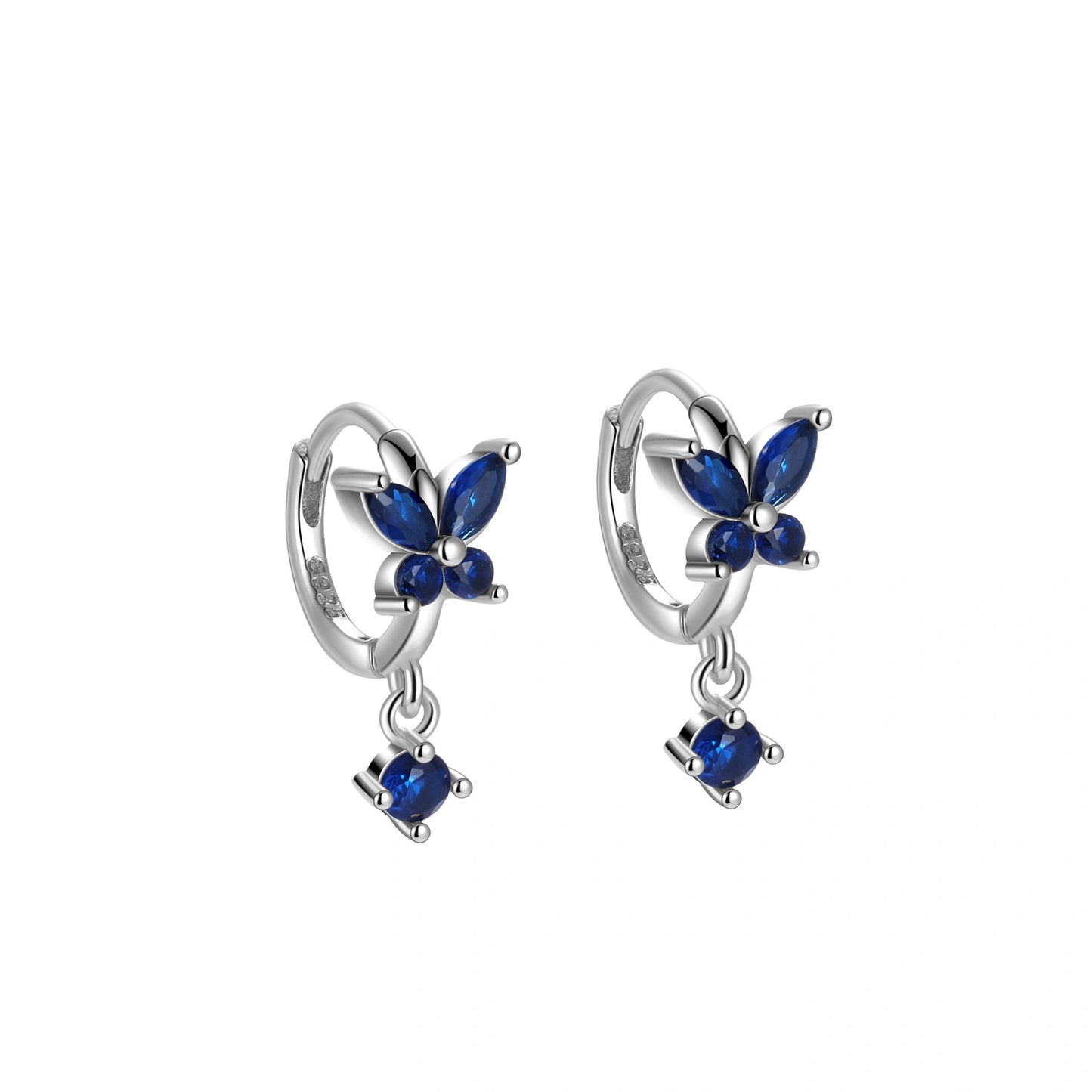 Nefeli Blue Sapphire Butterfly Huggie Earrings