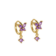 Nefeli Amethyst Butterfly Huggie Earrings