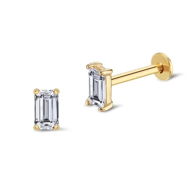 Brilliant White CZ Labret Piercing Stud (16G)