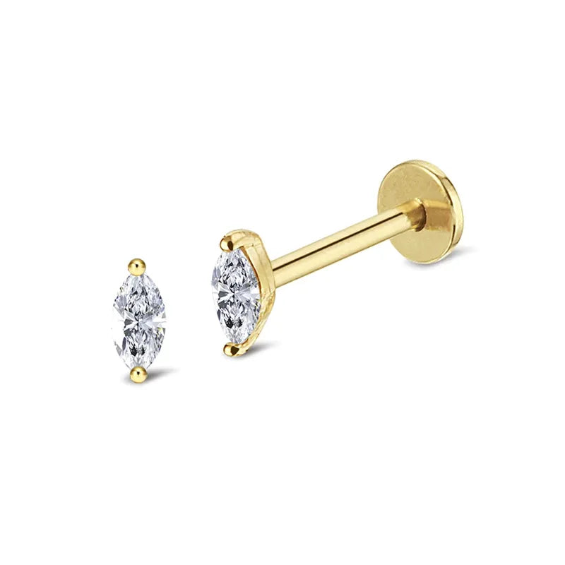 Brilliant White CZ Labret Piercing Stud (16G)