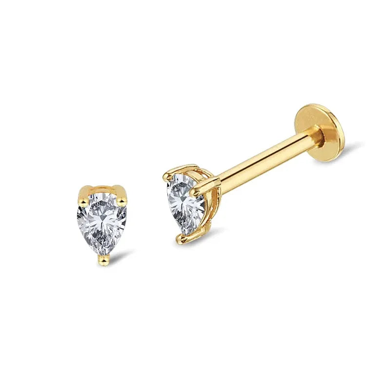 Brilliant White CZ Labret Piercing Stud (16G)