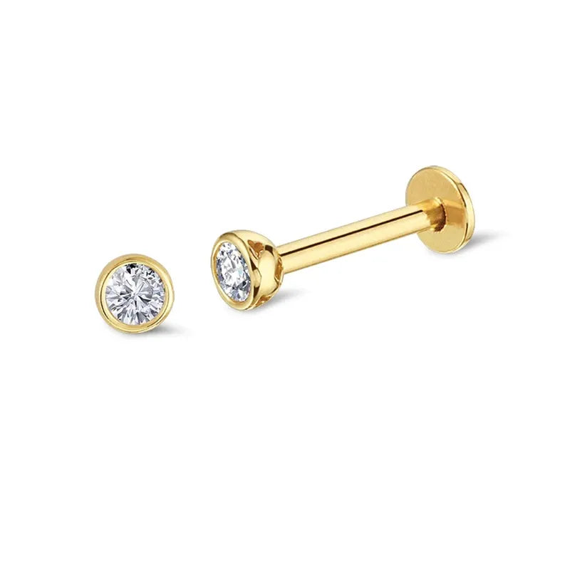 Brilliant White CZ Labret Piercing Stud (16G)