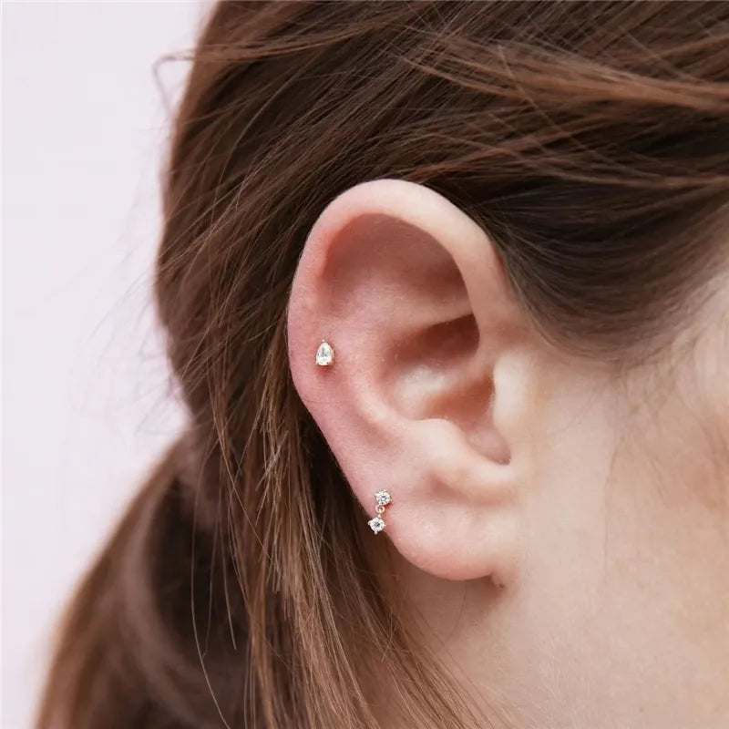 Brilliant White CZ Labret Piercing Stud (16G)