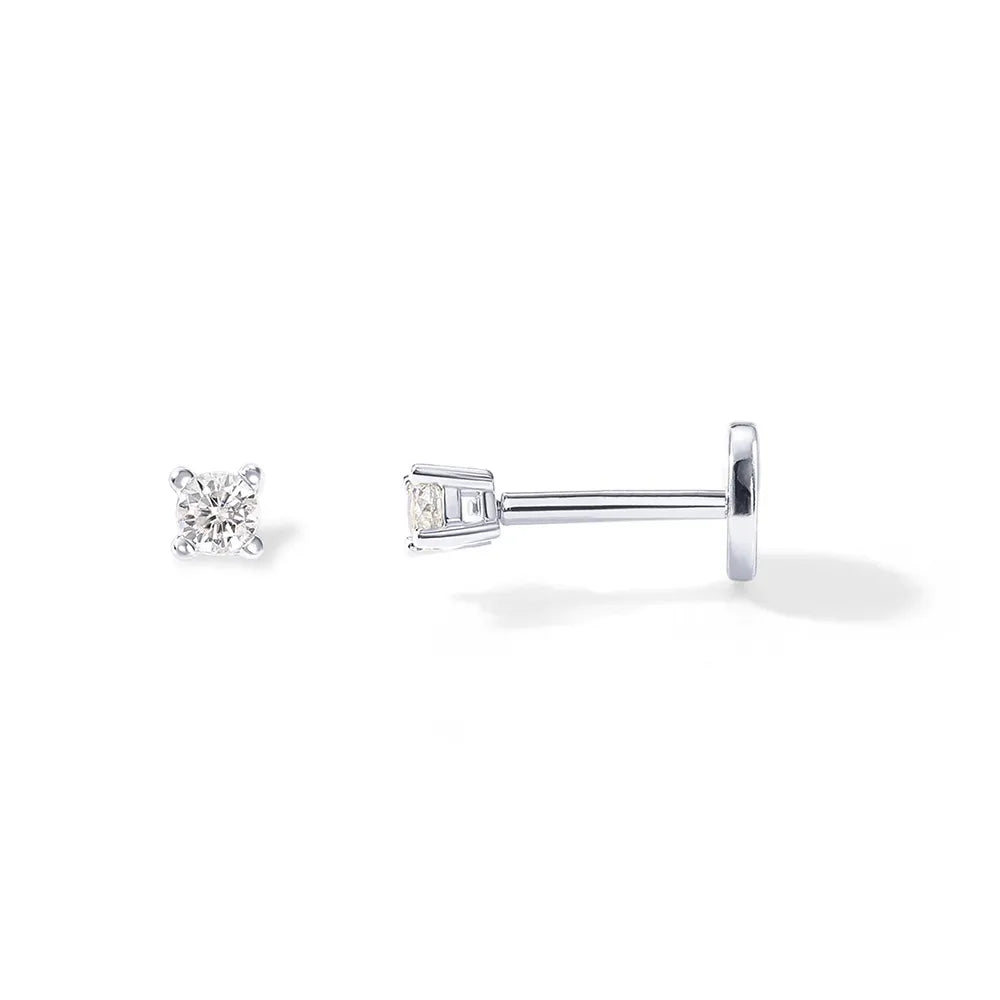 Minimal Round Cut CZ Piercing Stud - Threaded