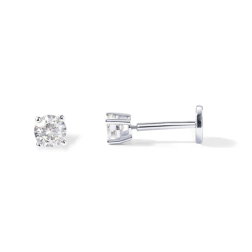 Minimal Round Cut CZ Piercing Stud - Threaded