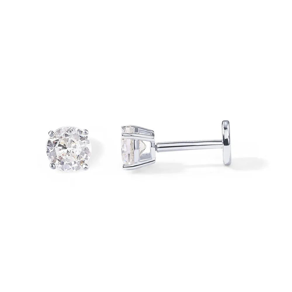 Minimal Round Cut CZ Piercing Stud - Threaded