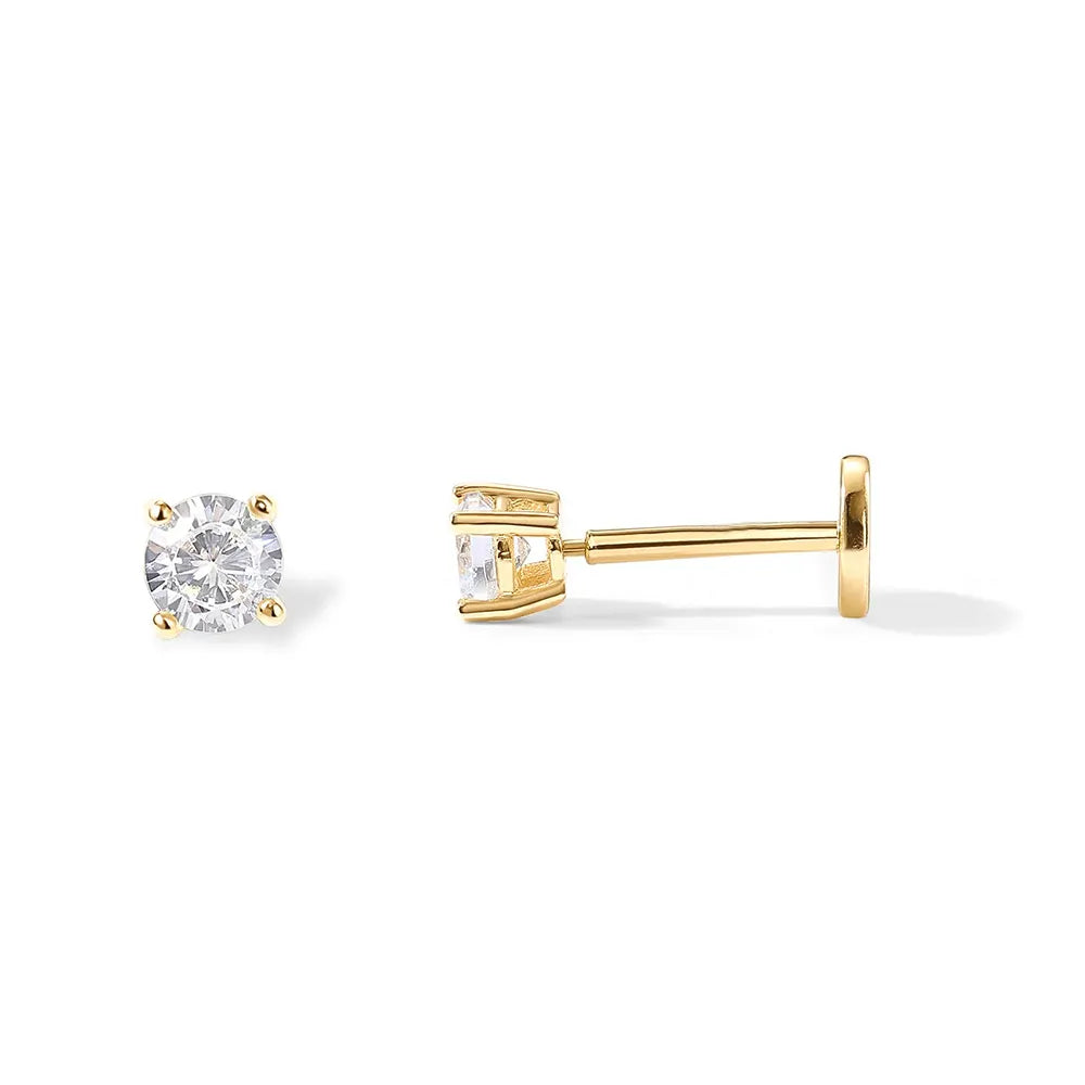 Minimal Round Cut CZ Piercing Stud - Threaded