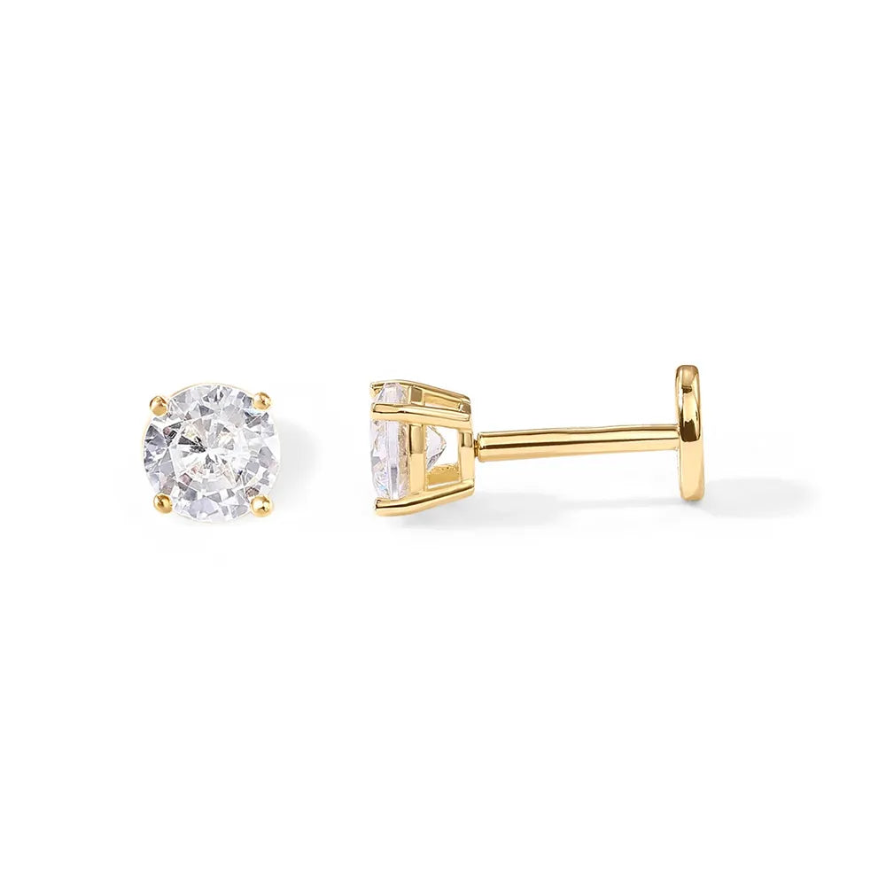 Minimal Round Cut CZ Piercing Stud - Threaded