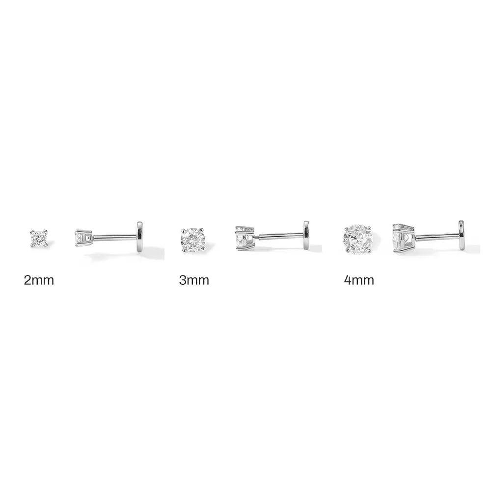 Minimal Round Cut CZ Piercing Stud - Threaded