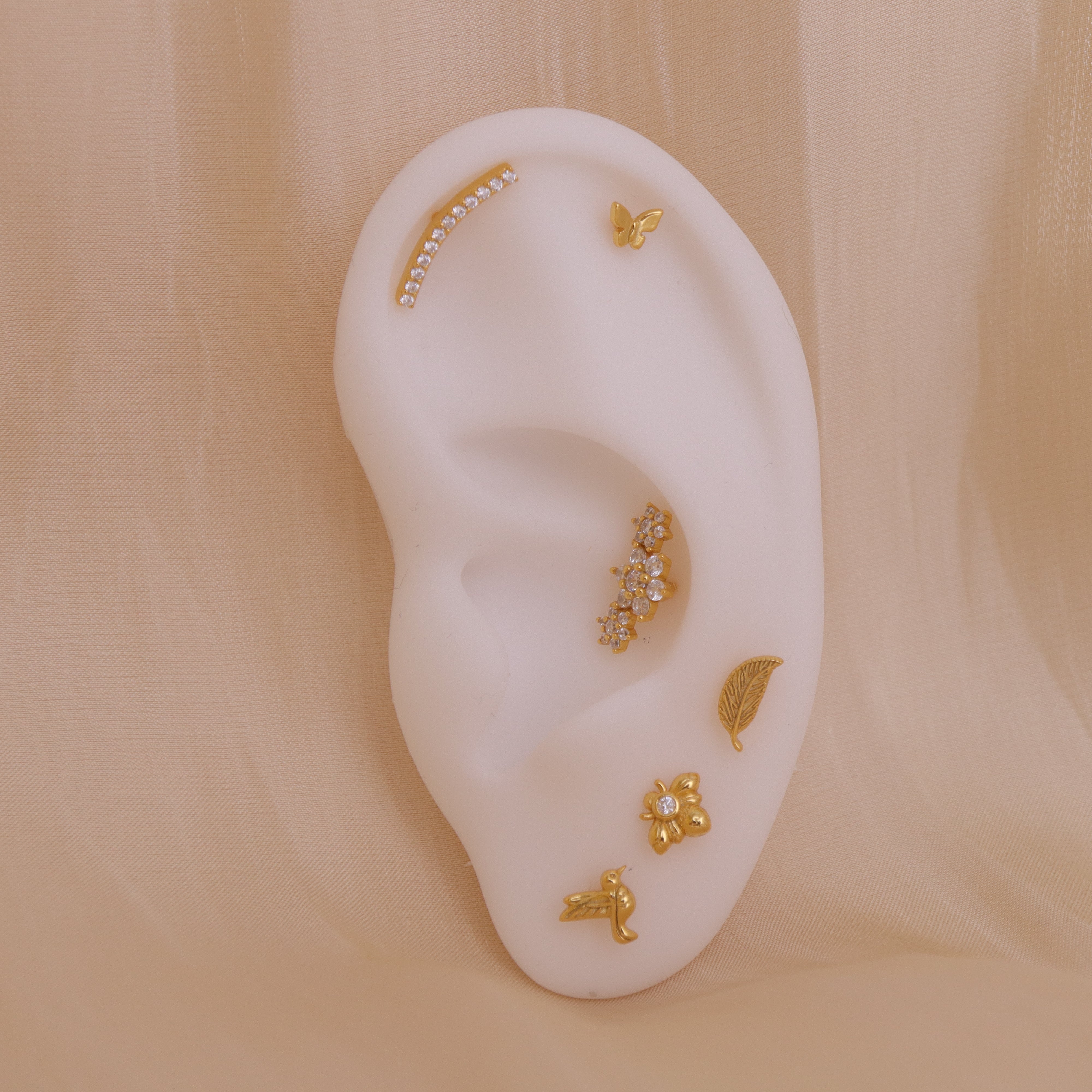 Trio Blooming Flower Flat Back Stud