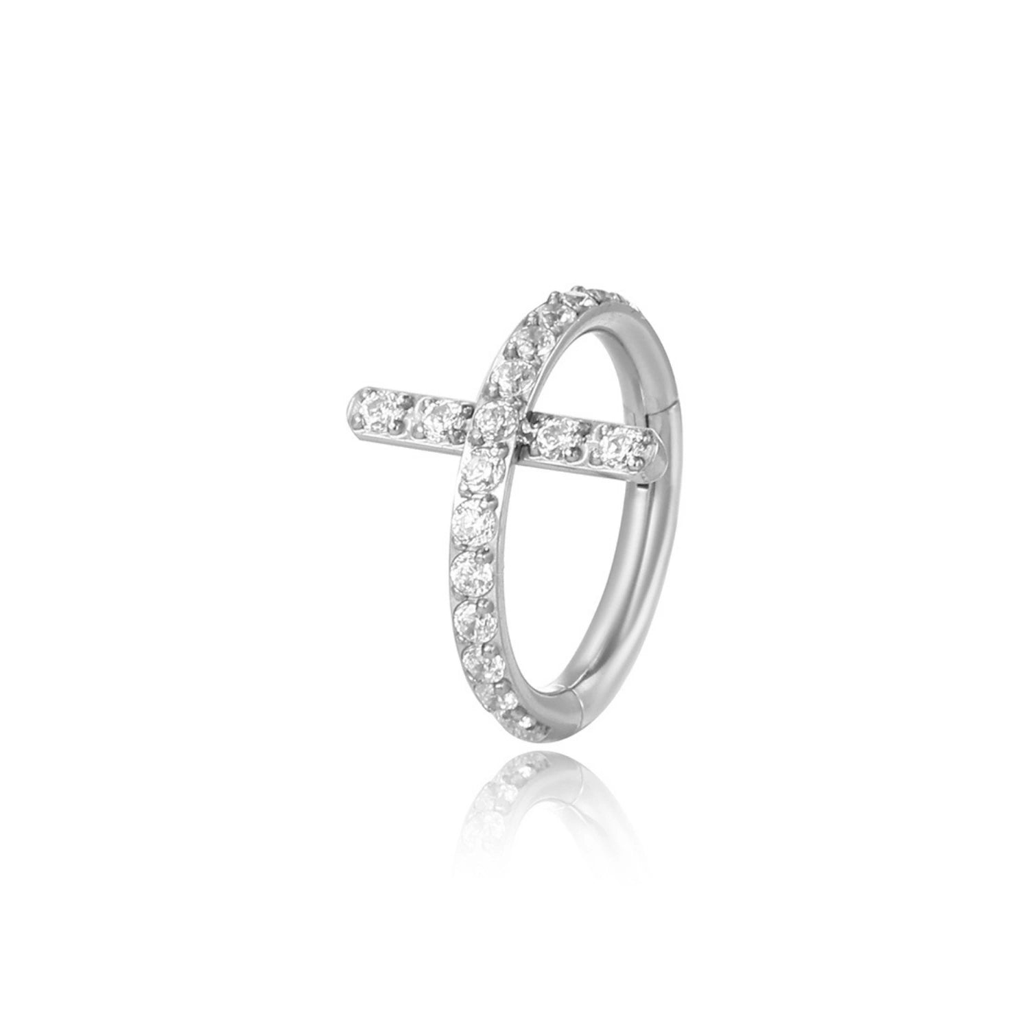 Titanium Diamond Cross Clicker | Helix Ring | Conch Hoop