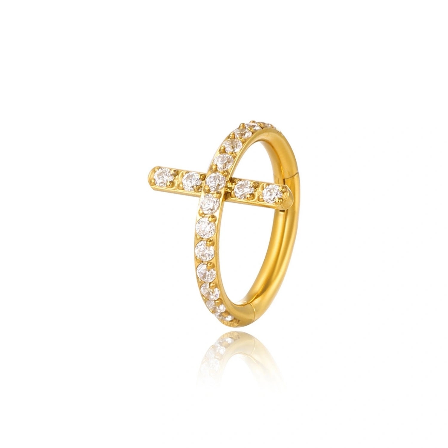 Titanium Diamond Cross Clicker | Helix Ring | Conch Hoop
