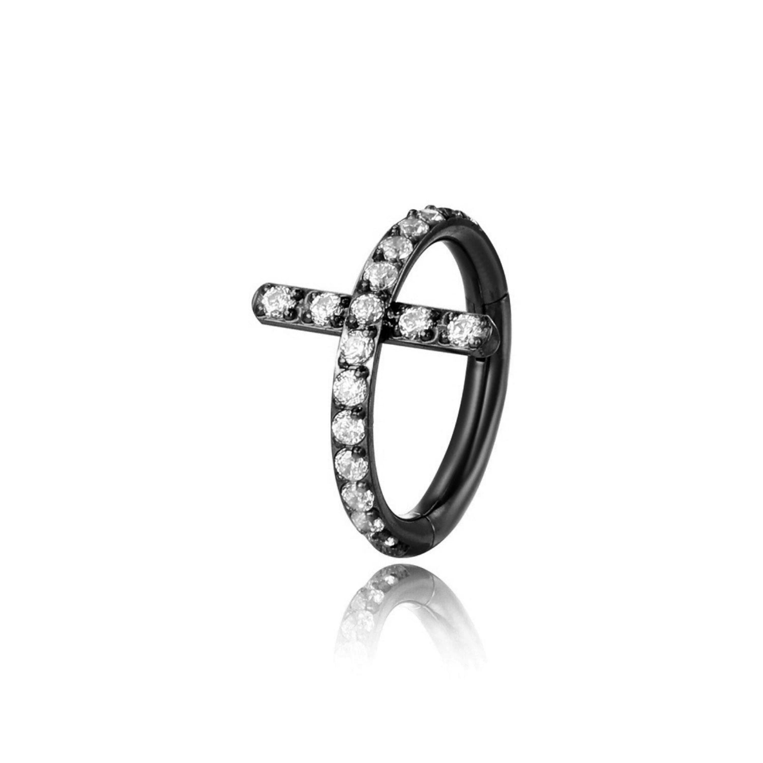 Titanium Diamond Cross Clicker | Helix Ring | Conch Hoop