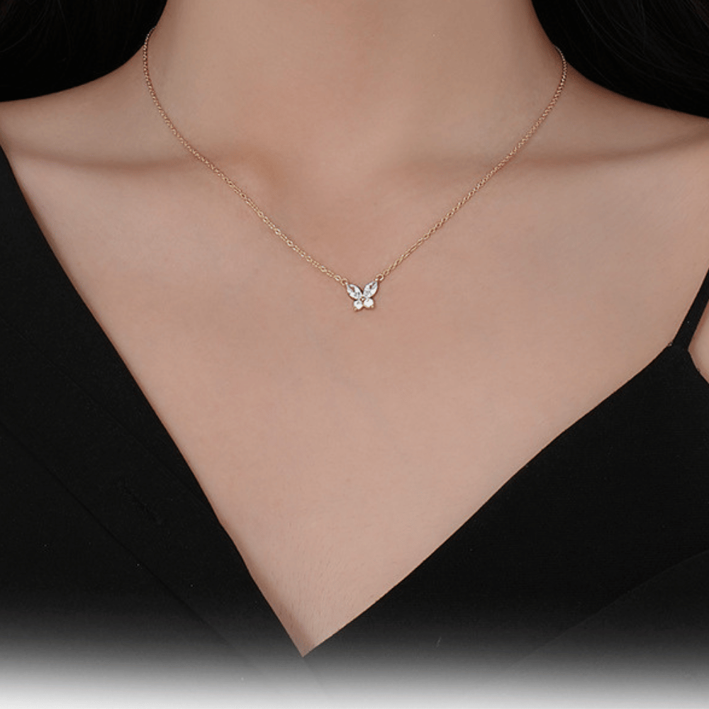 Simple Crystal Butterfly Necklace