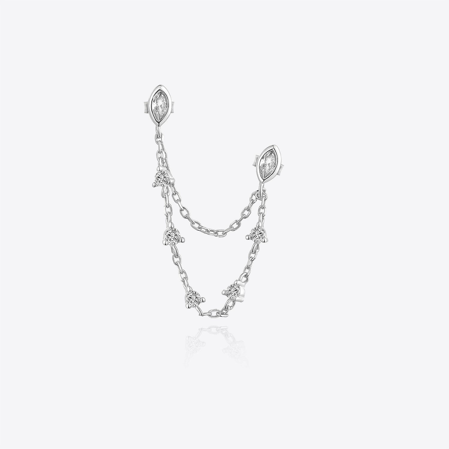 Double Piercing Marquise CZ Chain Dangle Earring