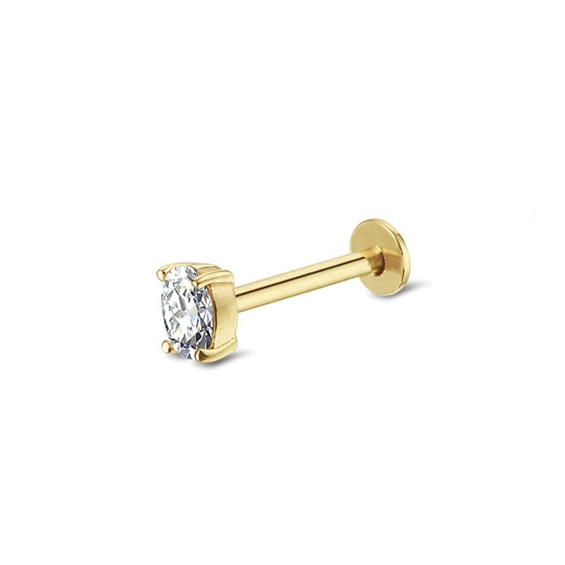 Brilliant White CZ Labret Piercing Stud (16G)