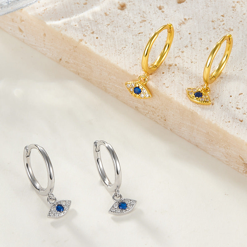 Pave Nazar Eye Hoop Earrings