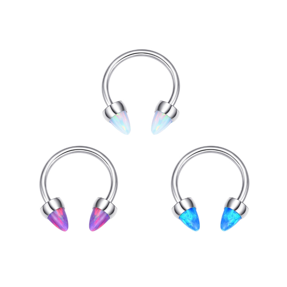 Titanium Circular Opal Spike Septum Clicker | Daith Ring