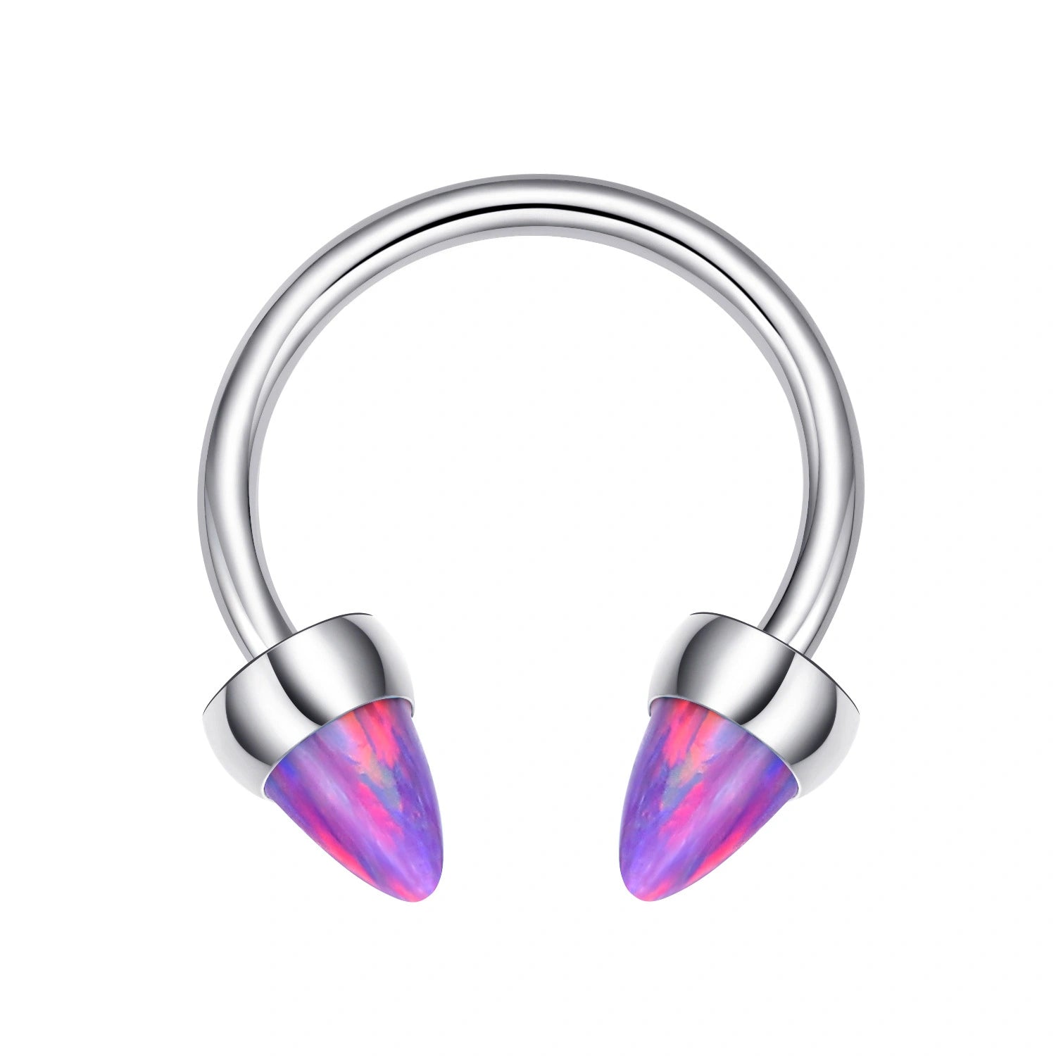 Titanium Circular Opal Spike Septum Clicker | Daith Ring
