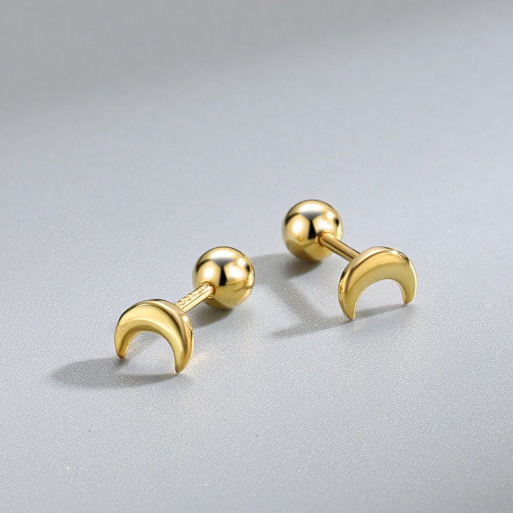 Plain Moon Barbell Stud Earrings (20G)