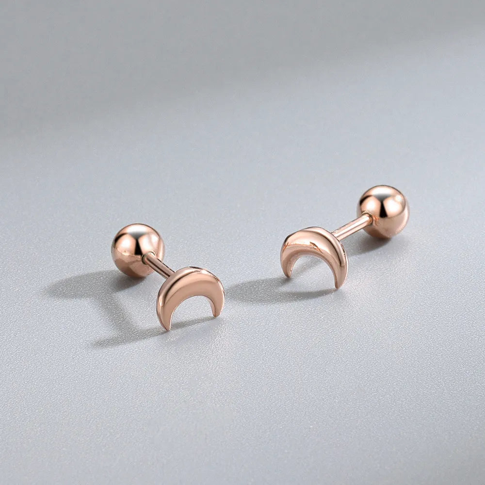 Plain Moon Barbell Stud Earrings (20G)