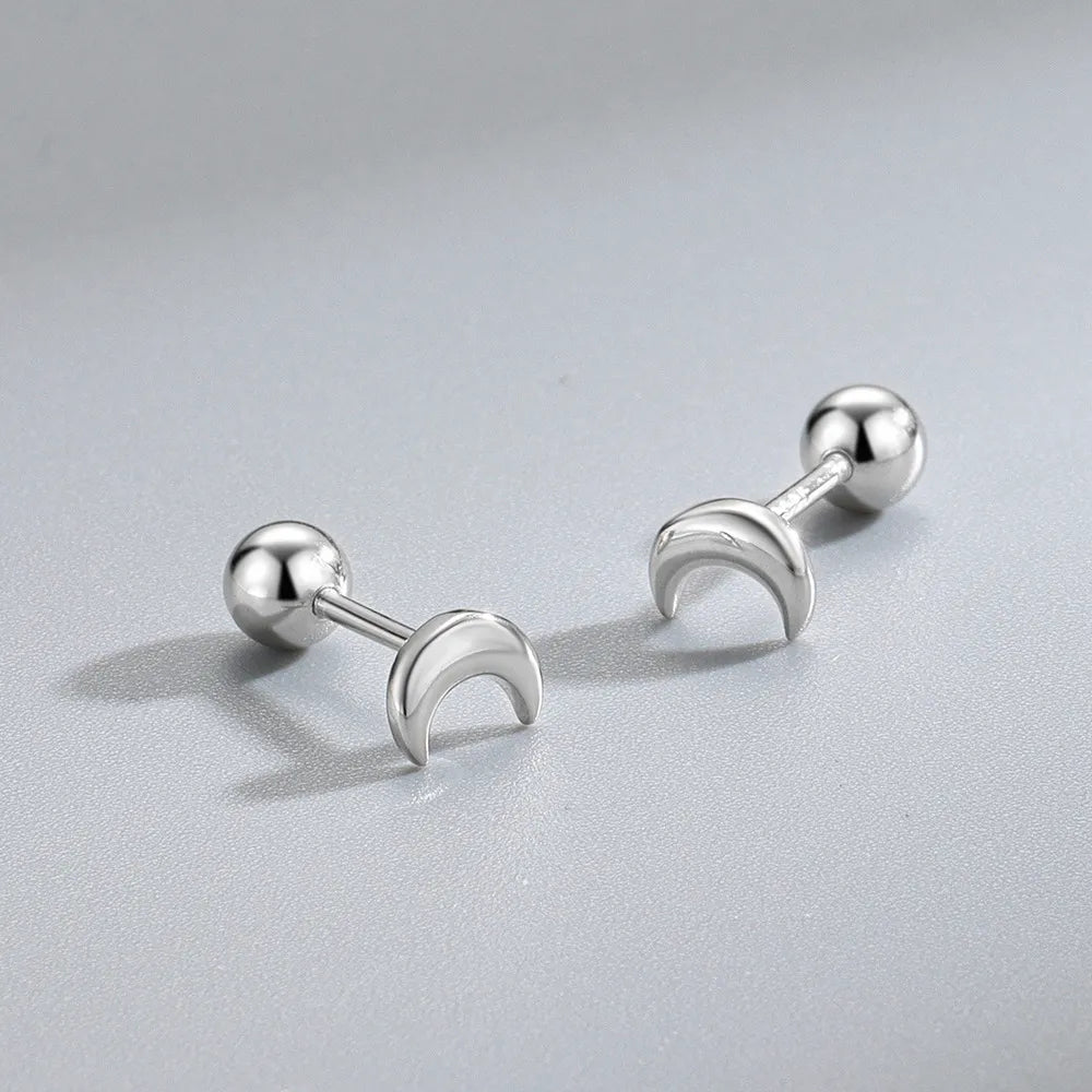 Plain Moon Barbell Stud Earrings (20G)