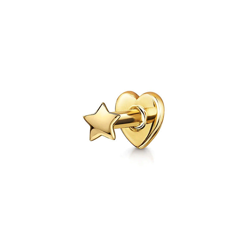Titanium Simple Star Heart Labret Piercing