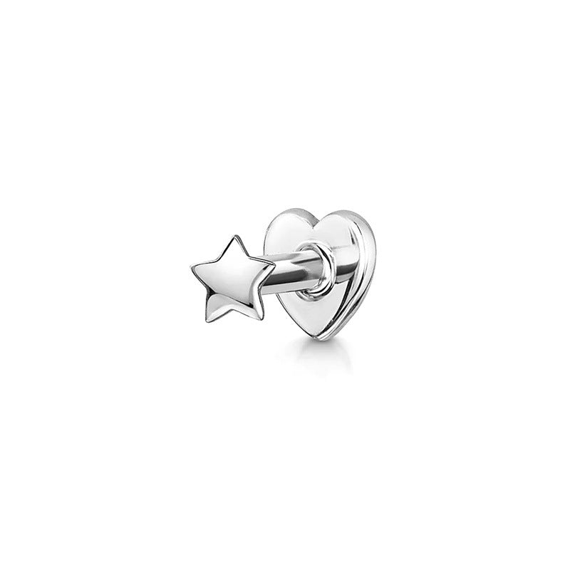 Titanium Simple Star Heart Labret Piercing