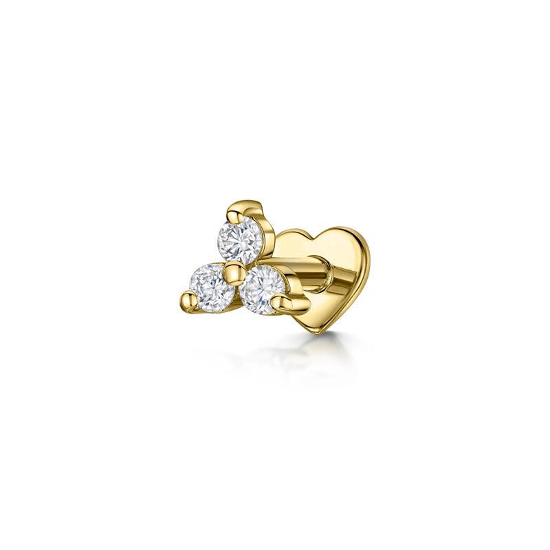 Titaniuam Pave Trinity Dot Heart Labret Piercing